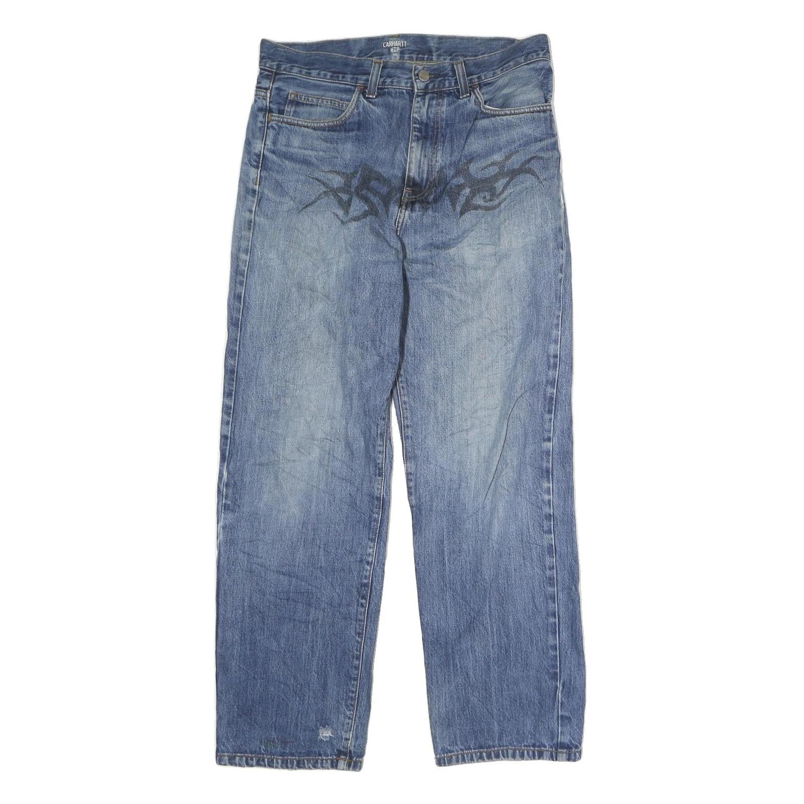 CARHARTT WIP Mens Relaxed Blue Denim Light W32 L32 Cotton Jeans Zip