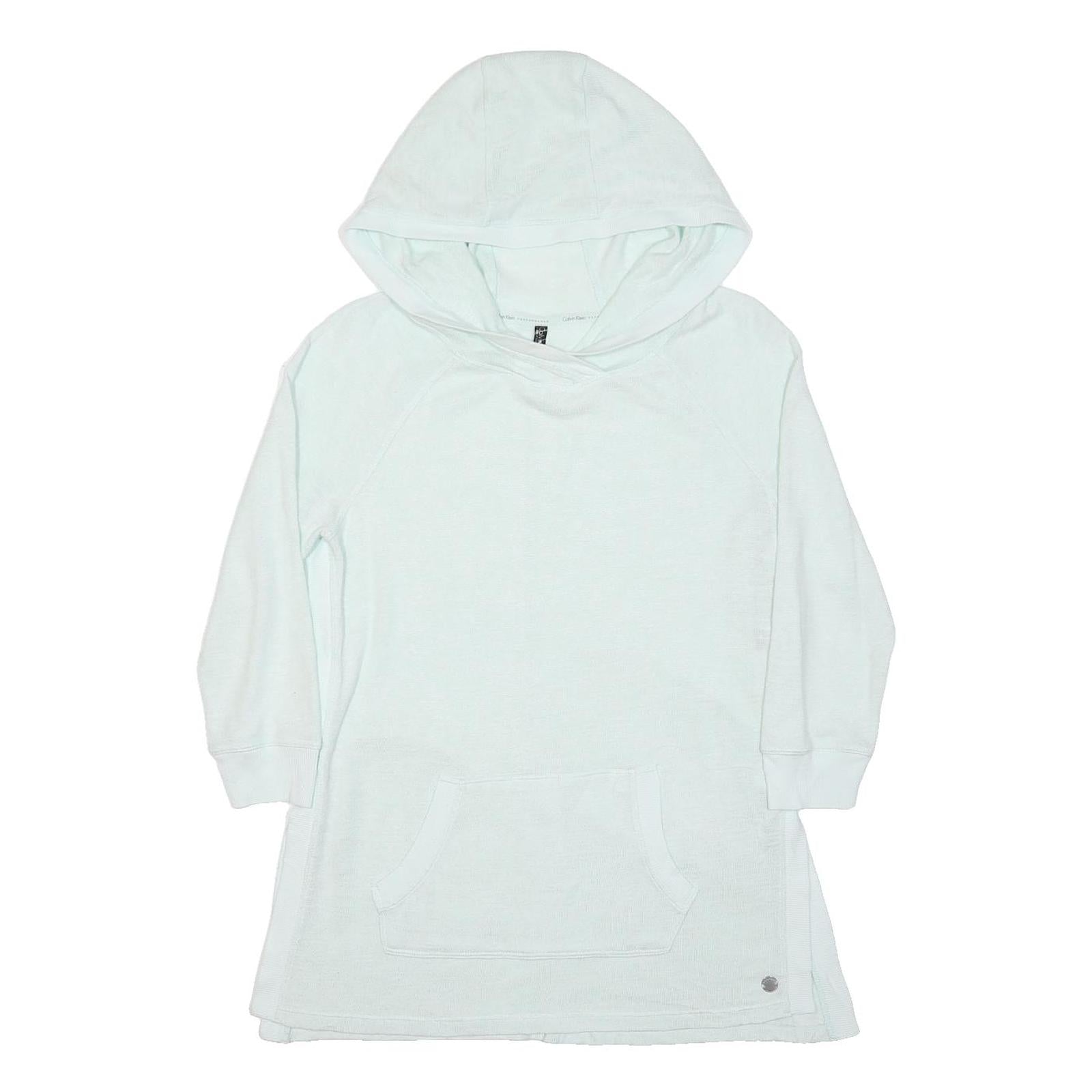 CALVIN KLEIN Womens White Plain Hoodie Pullover Basic Knit S Comfortable Casual