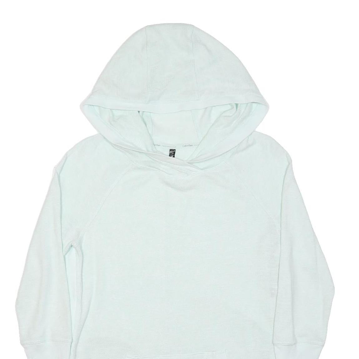 CALVIN KLEIN Womens White Plain Hoodie Pullover Basic Knit S Comfortable Casual