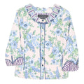 STELLA NORA Womens Cream Blue Floral Jacket S Cotton Blend Button Pattern