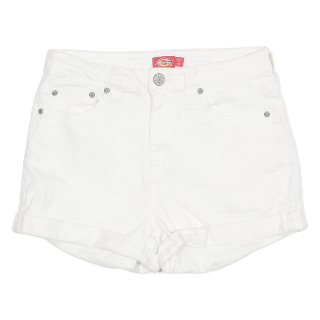 DICKIES Turn Up Womens Denim Shorts White S W28