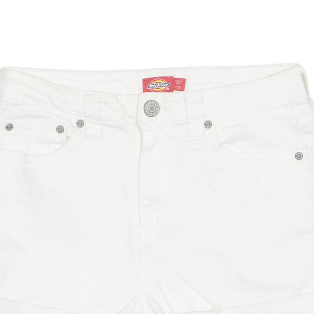 DICKIES Turn Up Womens Denim Shorts White S W28