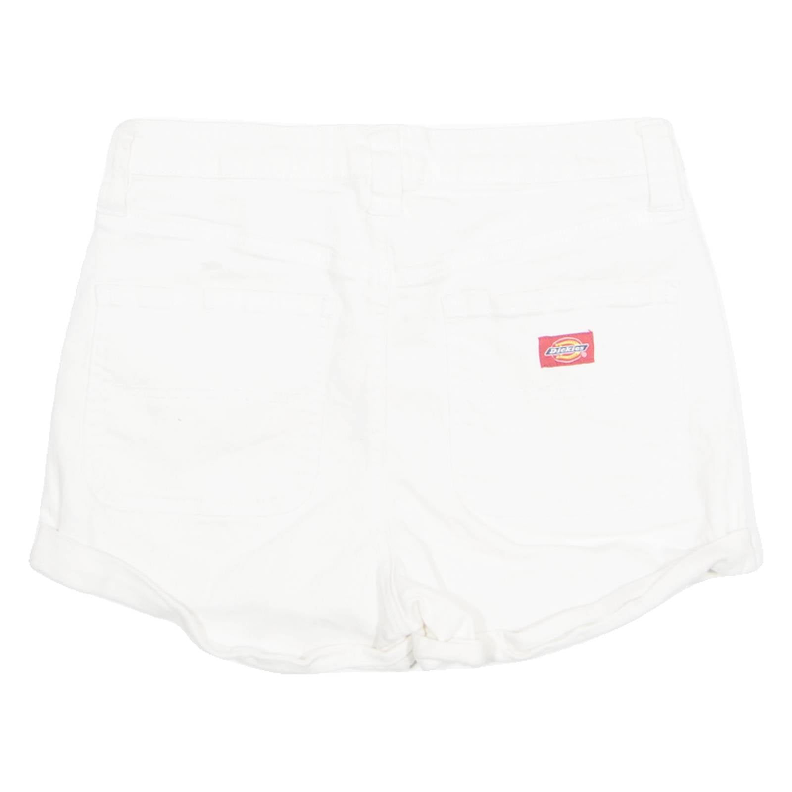 DICKIES Turn Up Womens Denim Shorts White S W28