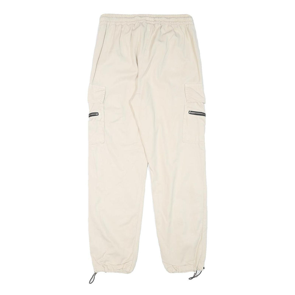 TALLY WEIJL Womens Cotton Blend Beige Relaxed Cargo Drawstring Trousers W28 L27