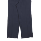 TREVIRA Mens Wool Blend Navy Relaxed Straight Trousers W28 L28 Formal Classic