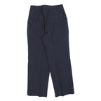 TREVIRA Mens Wool Blend Navy Relaxed Straight Trousers W28 L28 Formal Classic