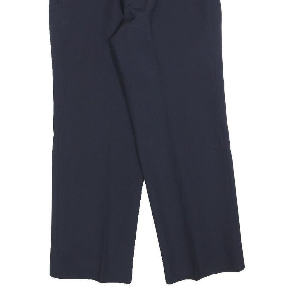 TREVIRA Mens Wool Blend Navy Relaxed Straight Trousers W28 L28 Formal Classic