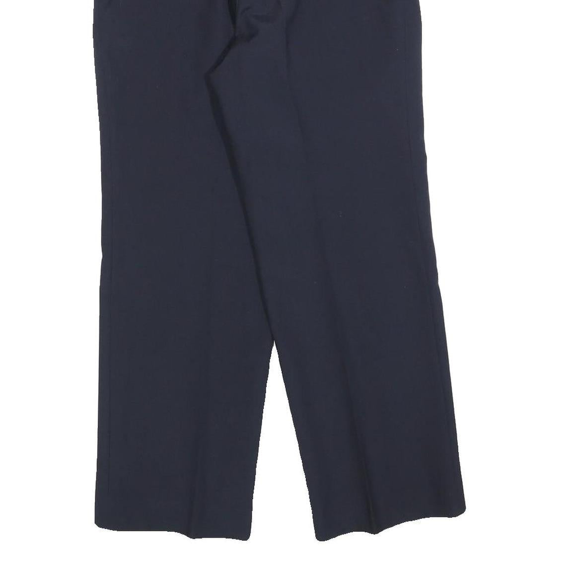 TREVIRA Mens Wool Blend Navy Relaxed Straight Trousers W28 L28 Formal Classic