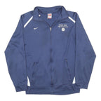 NIKE Mens Navy Blue Track Jacket L Polyester Plain Zip Sportswear