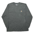 CARHARTT Mens Grey Long Sleeve T-Shirt XL Crew Neck Cotton Blend Pocket Logo