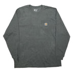 CARHARTT Mens Grey Long Sleeve T-Shirt XL Crew Neck Cotton Blend Pocket Logo