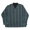 Womens Green & Black Check Pattern Pullover Jumper V-Neck Polyester 2XL