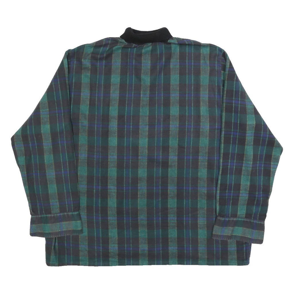 Womens Green & Black Check Pattern Pullover Jumper V-Neck Polyester 2XL
