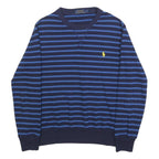 POLO RALPH LAUREN Mens Blue & Navy Stripe Crew Neck S Cotton Blend Sweatshirt