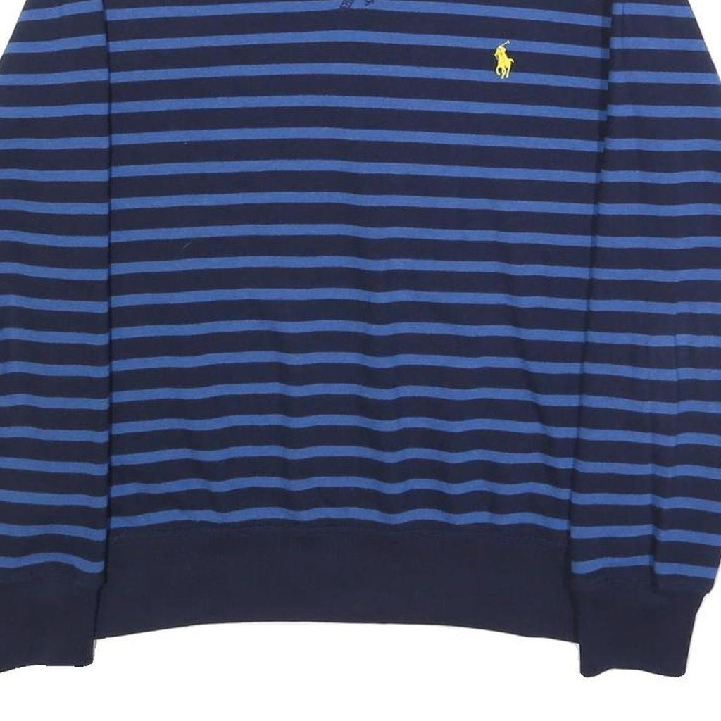 POLO RALPH LAUREN Mens Blue & Navy Stripe Crew Neck S Cotton Blend Sweatshirt