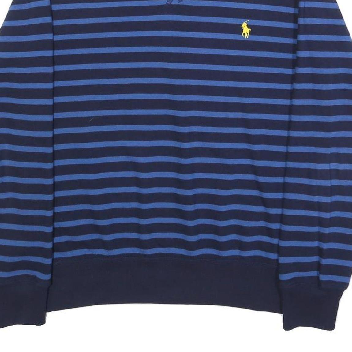 POLO RALPH LAUREN Mens Blue & Navy Stripe Crew Neck S Cotton Blend Sweatshirt