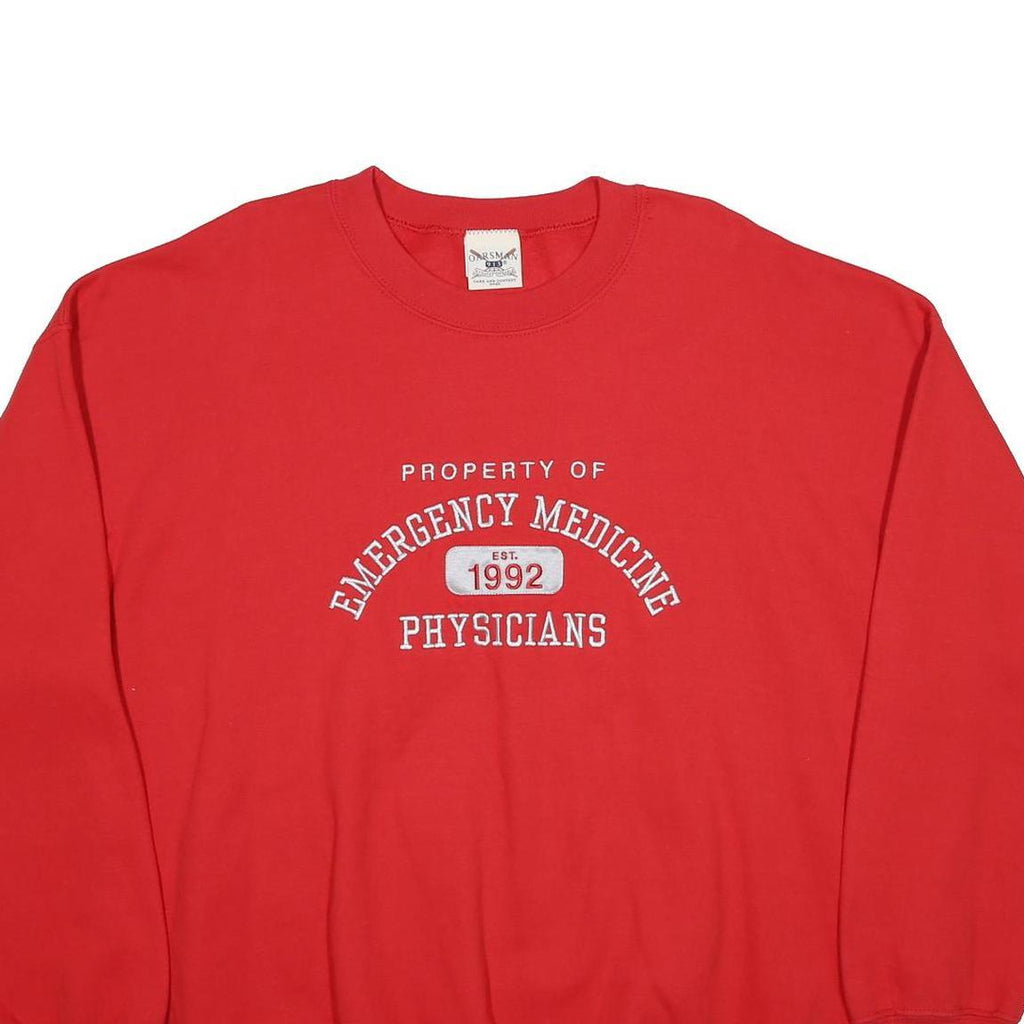 OARSMAN Mens Red Emergency Medicine Print Crew Neck XL Sweatshirt Casual Cotton