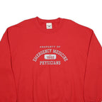 OARSMAN Mens Red Emergency Medicine Print Crew Neck XL Sweatshirt Casual Cotton