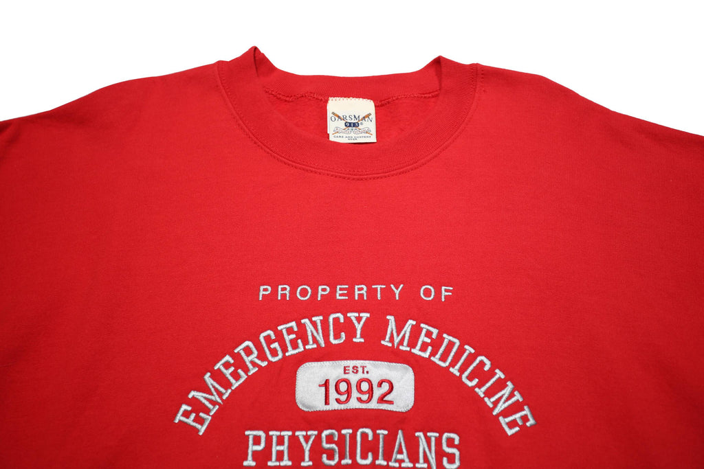 OARSMAN Mens Red Emergency Medicine Print Crew Neck XL Sweatshirt Casual Cotton