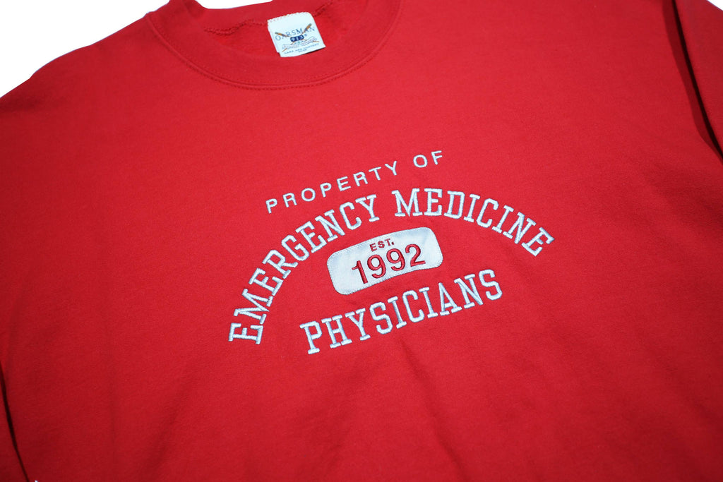 OARSMAN Mens Red Emergency Medicine Print Crew Neck XL Sweatshirt Casual Cotton