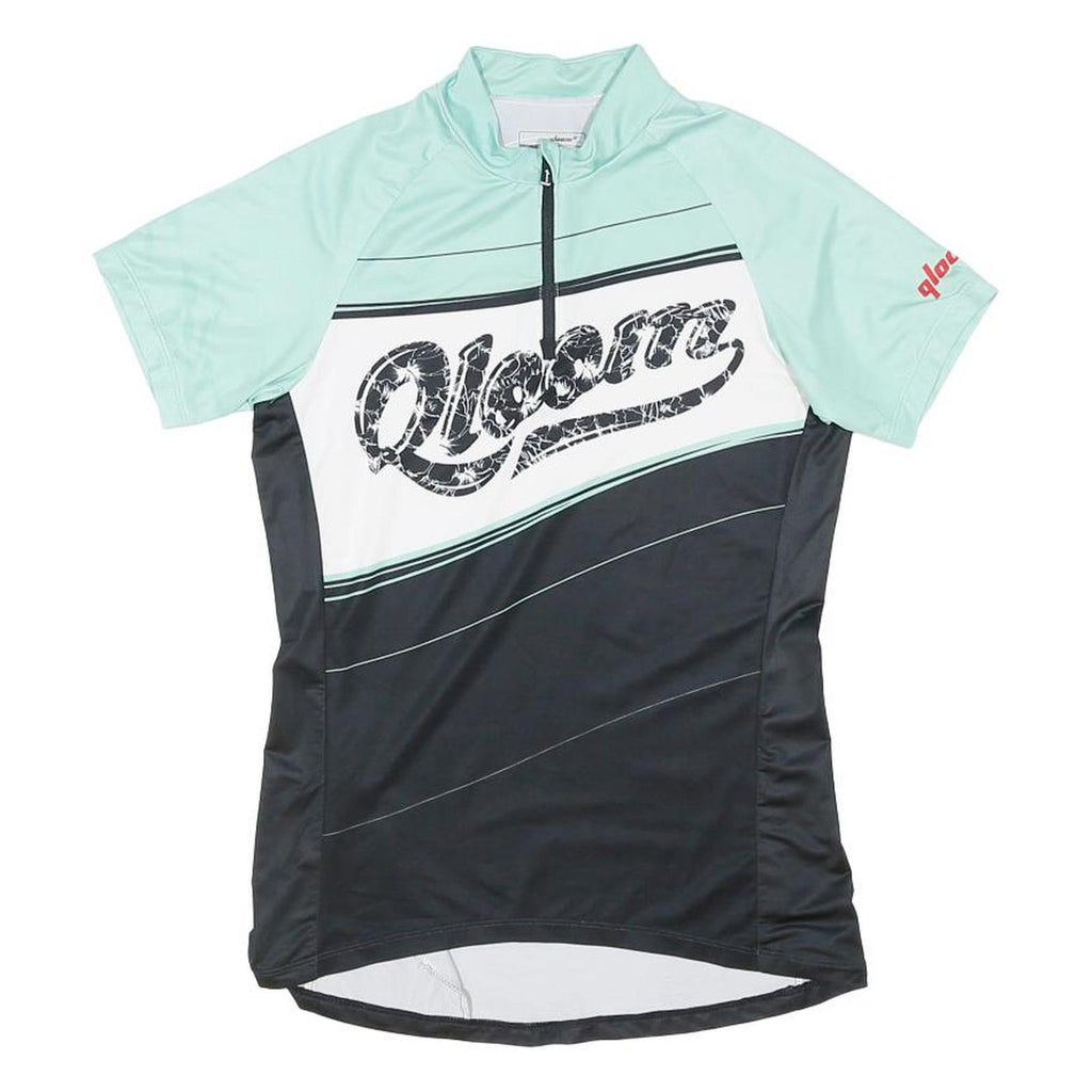 QLOOM Mens Mint Green & Black Modern T-Shirt S Short Sleeve Crew Neck Zipper