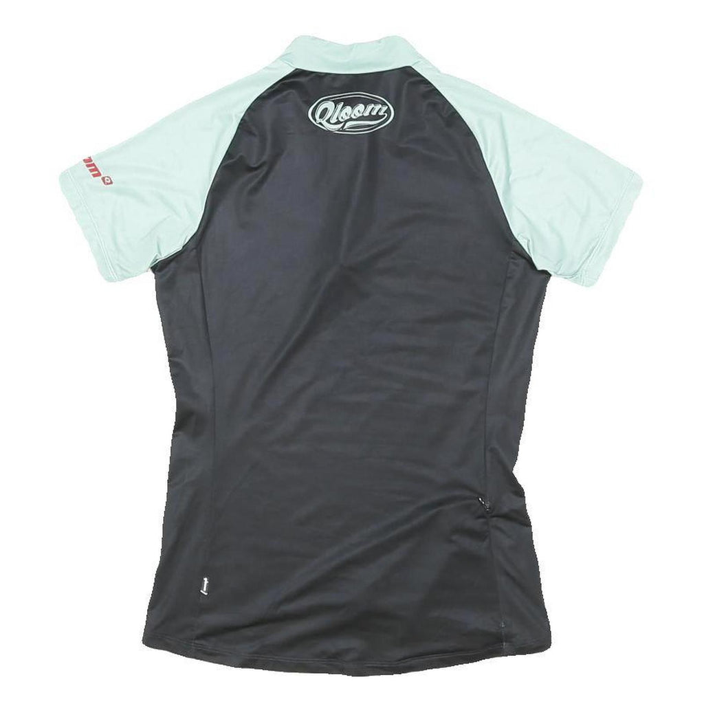 QLOOM Mens Mint Green & Black Modern T-Shirt S Short Sleeve Crew Neck Zipper