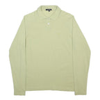 BURBERRY Womens Pale Green Long Sleeve Plain M Cotton Blend Polo Shirt