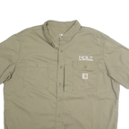 CARHARTT Mens Beige Cotton Blend Short Sleeve Work Shirt 2XL Holt Ag Solutions