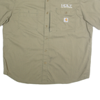 CARHARTT Mens Beige Cotton Blend Short Sleeve Work Shirt 2XL Holt Ag Solutions