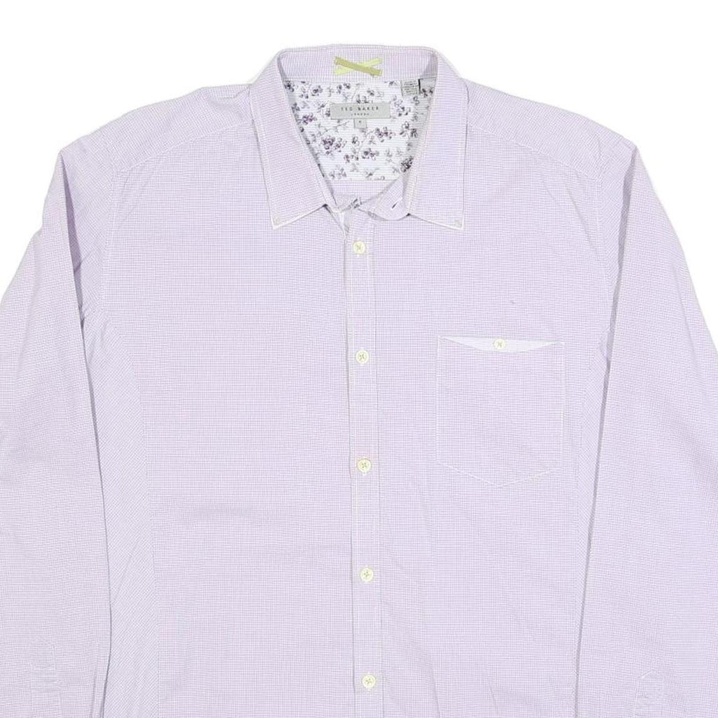 TED BAKER Mens Lilac Shirt L Cotton Blend Long Sleeve Button Casual