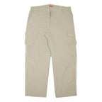 Mens Relaxed Beige Cargo Trousers Polyester Blend W35 L30 Zip Closure Casual