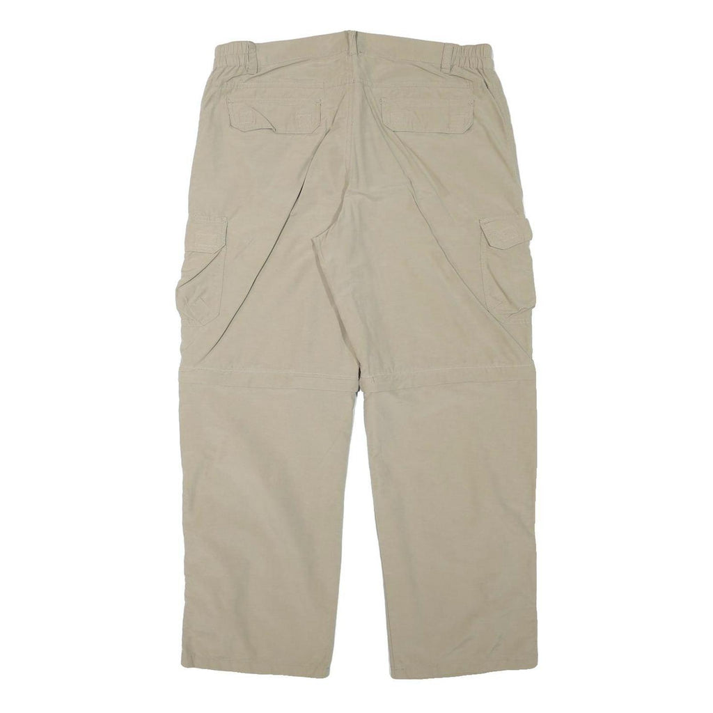 Mens Relaxed Beige Cargo Trousers Polyester Blend W35 L30 Zip Closure Casual