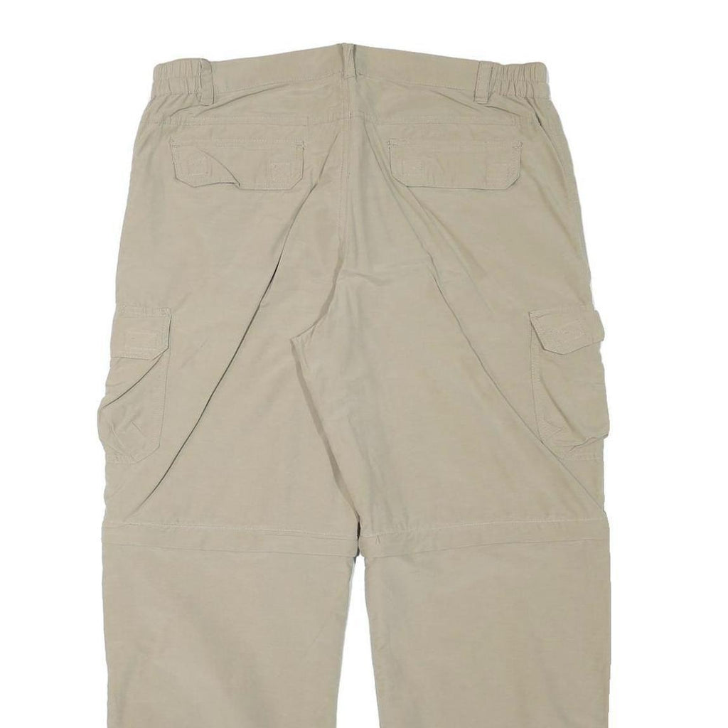 Mens Relaxed Beige Cargo Trousers Polyester Blend W35 L30 Zip Closure Casual