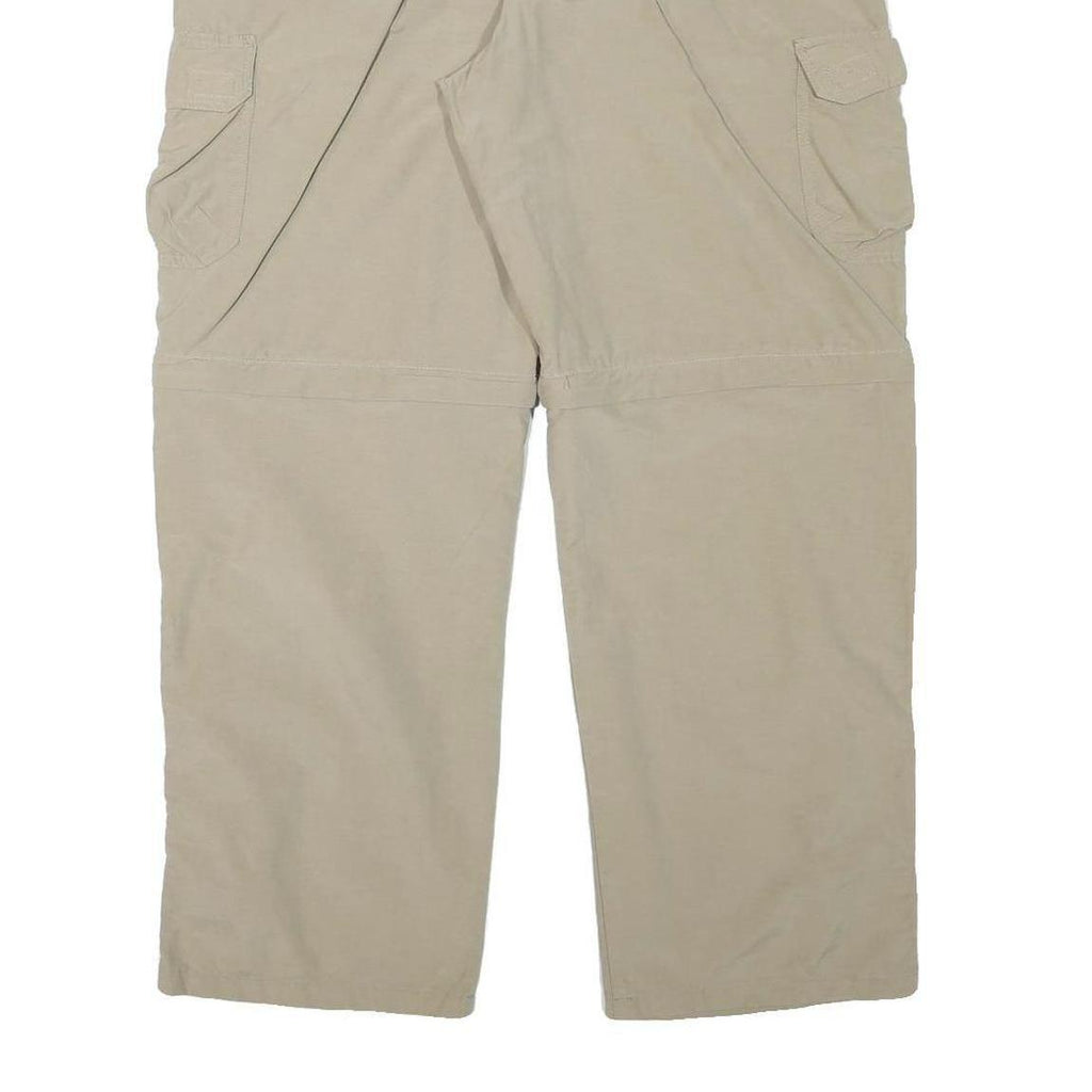 Mens Relaxed Beige Cargo Trousers Polyester Blend W35 L30 Zip Closure Casual