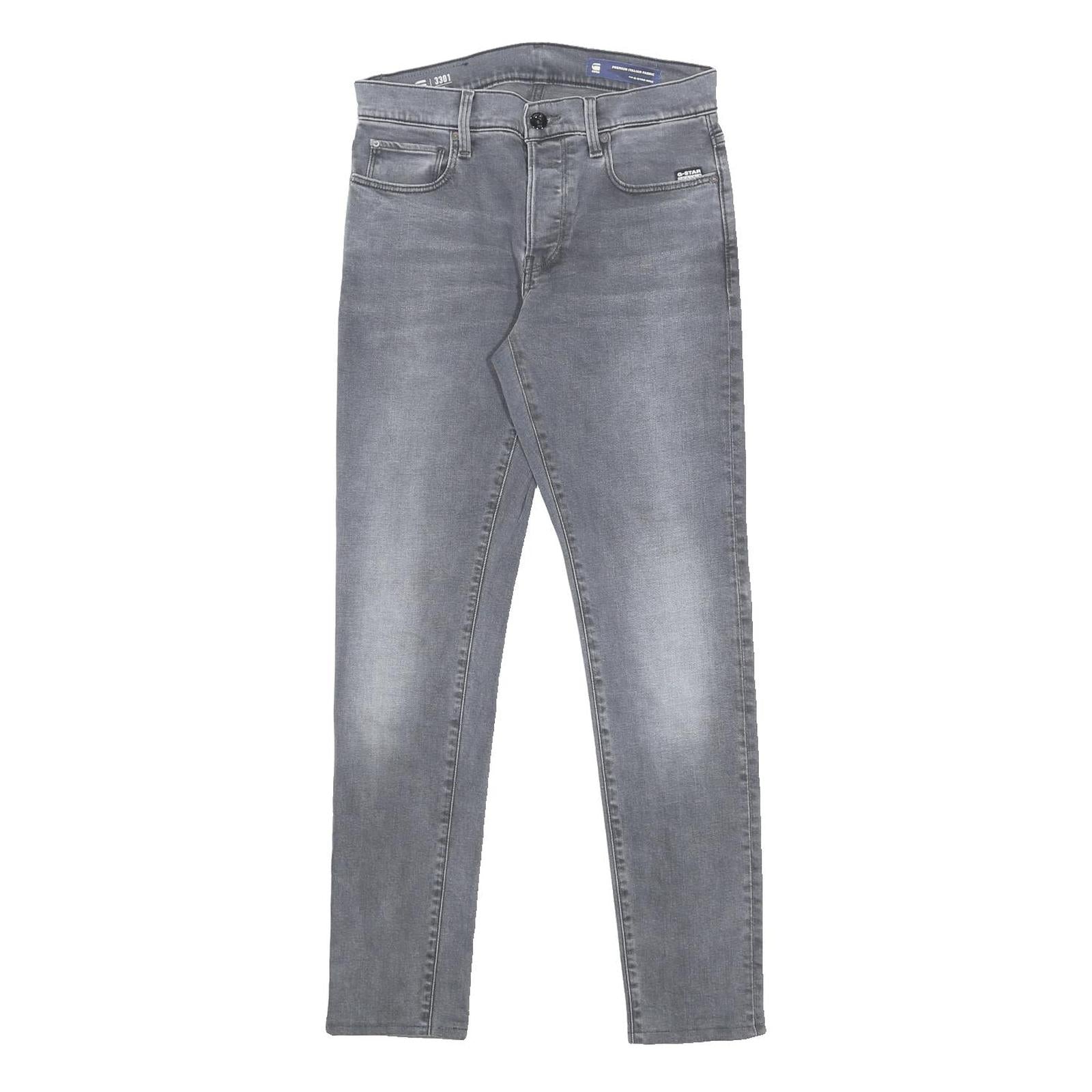 G-STAR Mens Slim Grey Denim Jeans W29 L31 Button Closure Casual Fashion