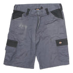 DICKIES Mens Shorts Grey & Black Cargo M W36 Workwear Cotton Pockets