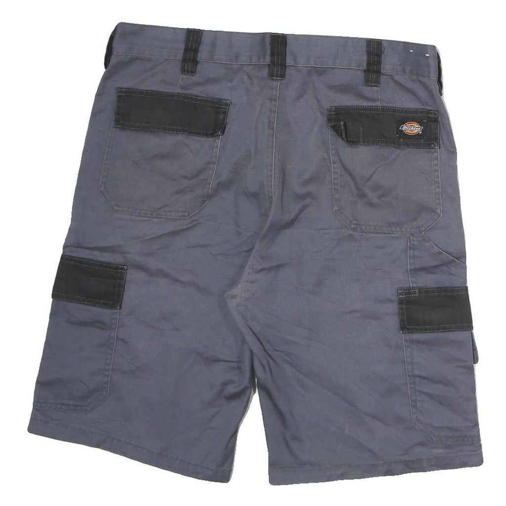 DICKIES Mens Shorts Grey & Black Cargo M W36 Workwear Cotton Pockets