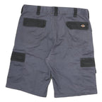 DICKIES Mens Shorts Grey & Black Cargo M W36 Workwear Cotton Pockets