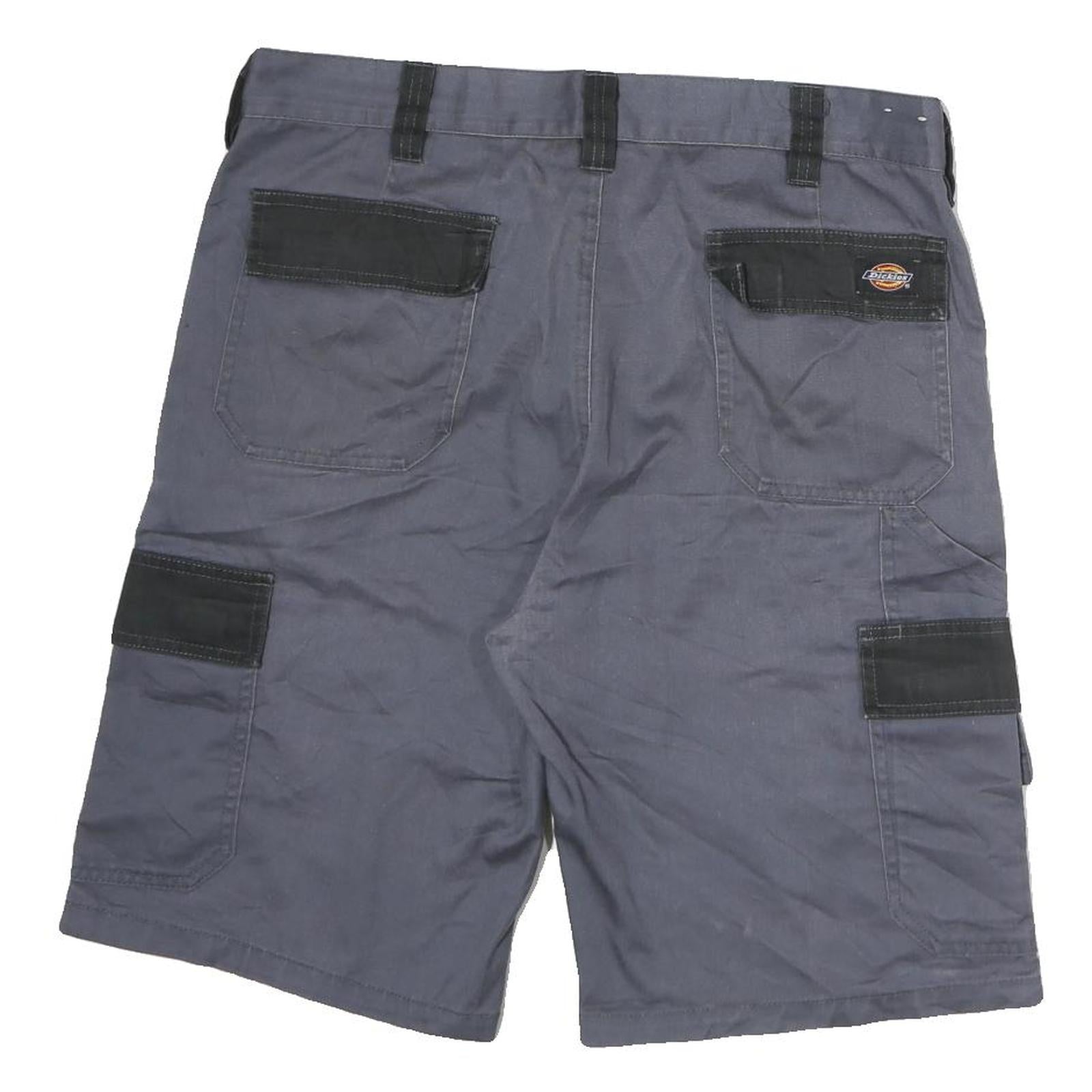 DICKIES Mens Shorts Grey & Black Cargo M W36 Workwear Cotton Pockets