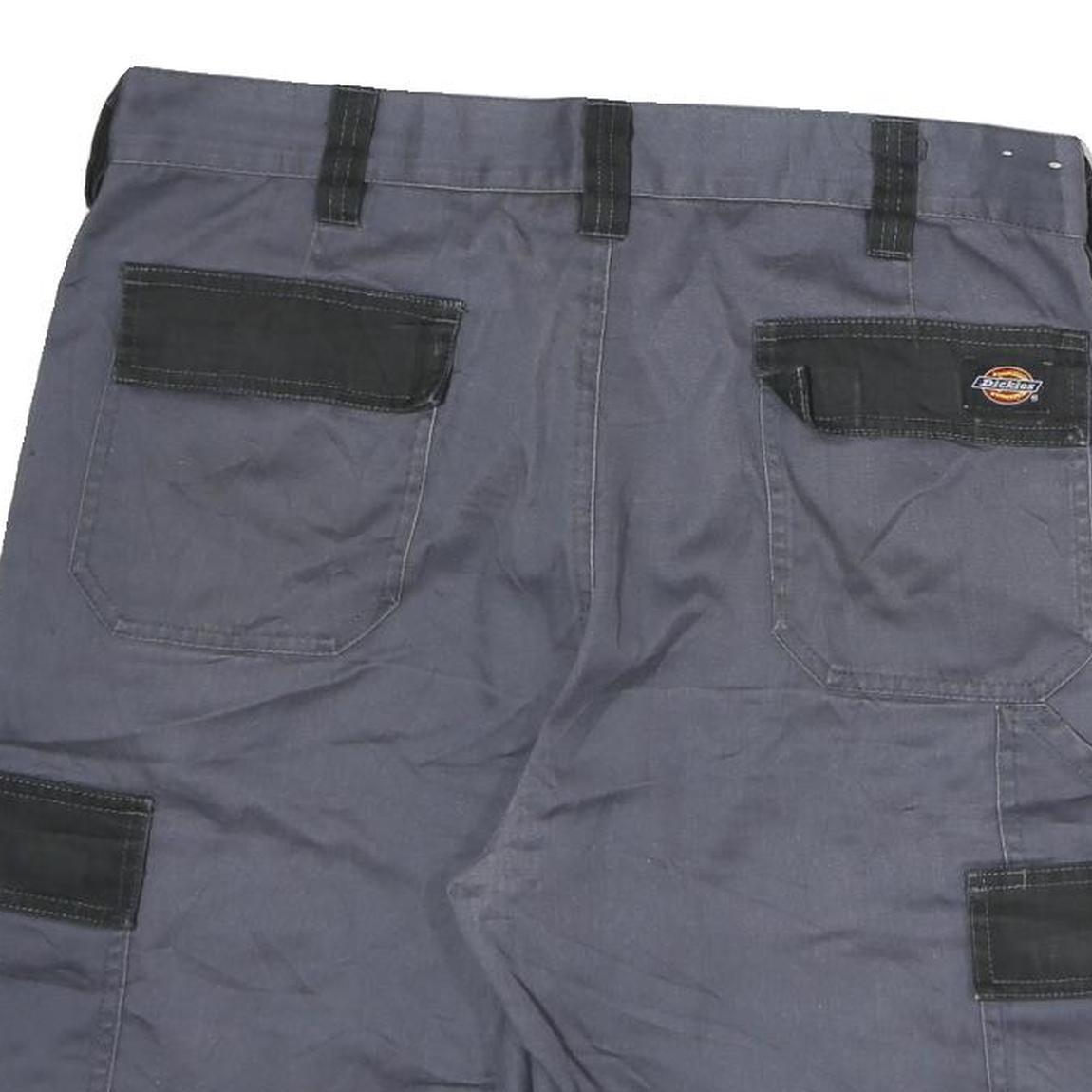 DICKIES Mens Shorts Grey & Black Cargo M W36 Workwear Cotton Pockets