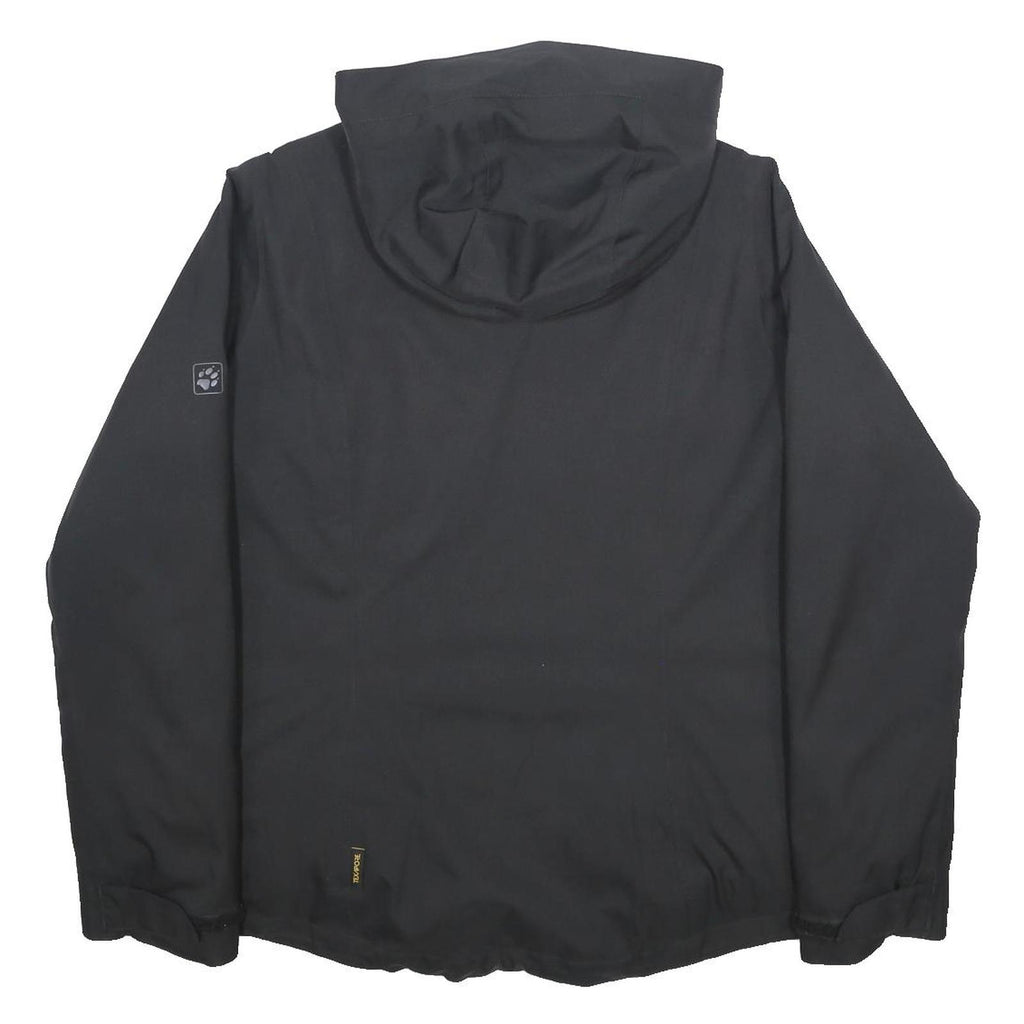 JACK WOLFSKIN Womens Black Outdoor Jacket L Polyester Zip Hooded Plain