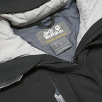 JACK WOLFSKIN Womens Black Outdoor Jacket L Polyester Zip Hooded Plain