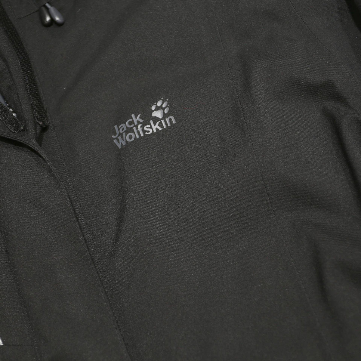 JACK WOLFSKIN Womens Black Outdoor Jacket L Polyester Zip Hooded Plain