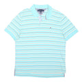 TOMMY HILFIGER Mens Blue & White Striped Short Sleeve Polo Shirt L Cotton Blend