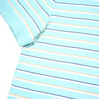 TOMMY HILFIGER Mens Blue & White Striped Short Sleeve Polo Shirt L Cotton Blend