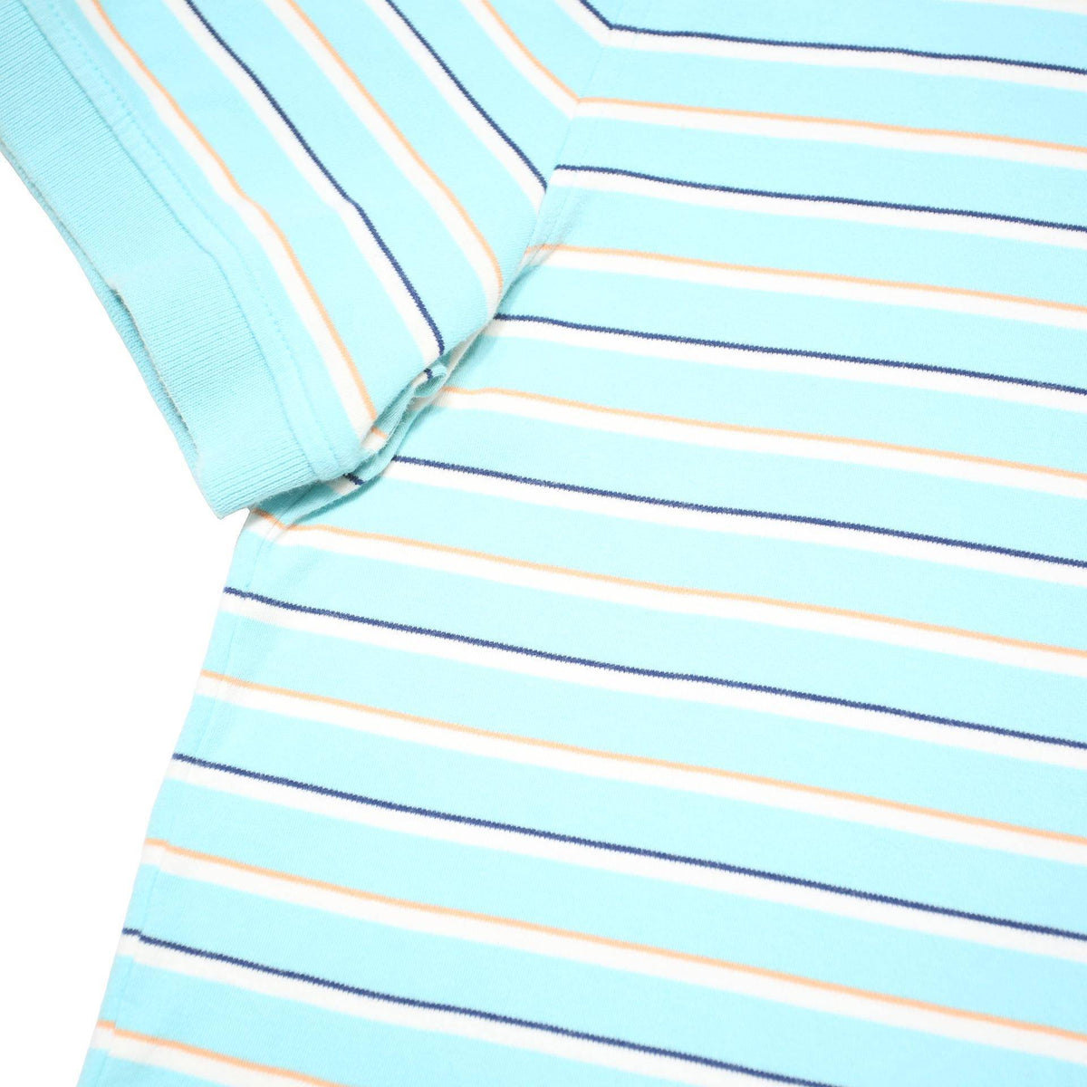 TOMMY HILFIGER Mens Blue & White Striped Short Sleeve Polo Shirt L Cotton Blend