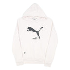 PUMA Mens White Hoodie L Cotton Blend Classic Logo Pullover Sweatshirt