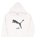 PUMA Mens White Hoodie L Cotton Blend Classic Logo Pullover Sweatshirt
