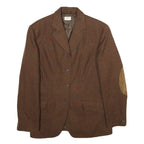 SISLEY Womens Brown Wool Tailored Button Jacket S Houndstooth Elbow Patches