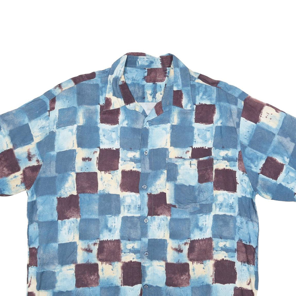 Mens Blue & Maroon Check Shirt XL Casual Comfortable Polyester